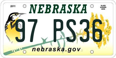 NE license plate 97PS36