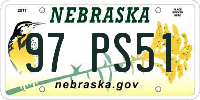 NE license plate 97PS51