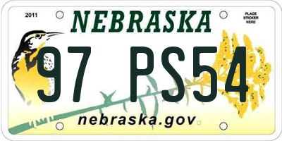 NE license plate 97PS54