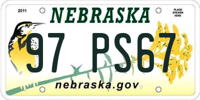 NE license plate 97PS67