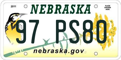 NE license plate 97PS80
