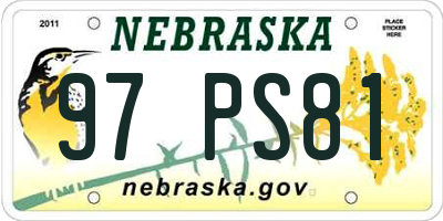 NE license plate 97PS81