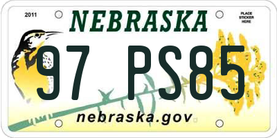 NE license plate 97PS85