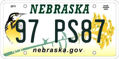 NE license plate 97PS87