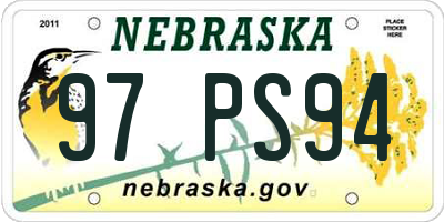 NE license plate 97PS94