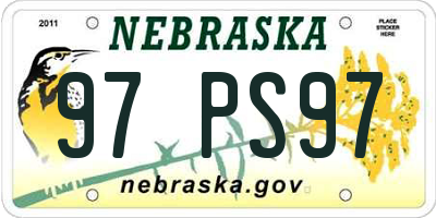NE license plate 97PS97
