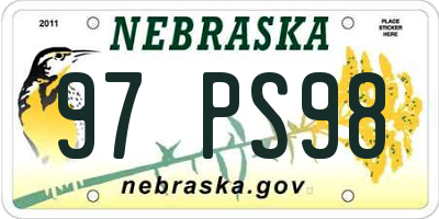NE license plate 97PS98