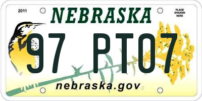 NE license plate 97PT07