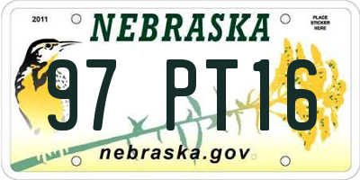 NE license plate 97PT16
