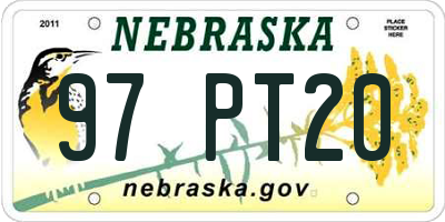 NE license plate 97PT20