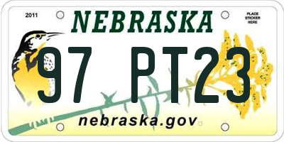 NE license plate 97PT23