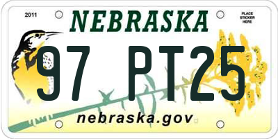 NE license plate 97PT25