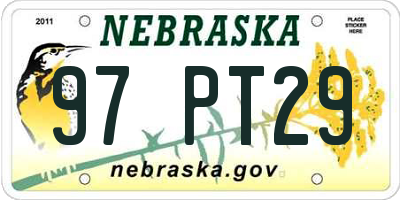 NE license plate 97PT29