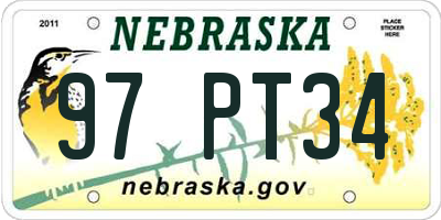 NE license plate 97PT34