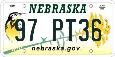NE license plate 97PT36