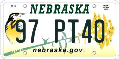NE license plate 97PT40