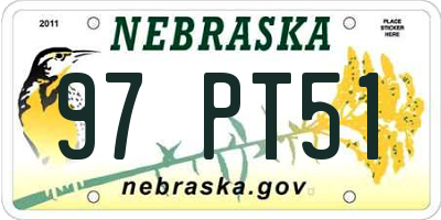 NE license plate 97PT51