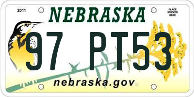 NE license plate 97PT53