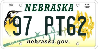 NE license plate 97PT62