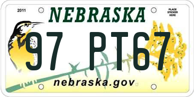 NE license plate 97PT67