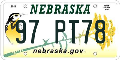 NE license plate 97PT78