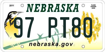 NE license plate 97PT80