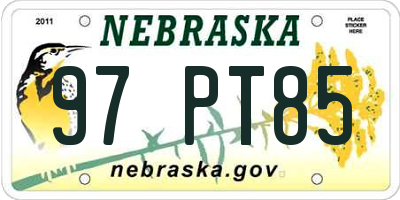 NE license plate 97PT85