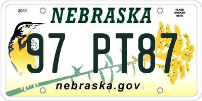 NE license plate 97PT87