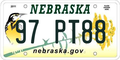 NE license plate 97PT88