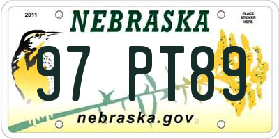 NE license plate 97PT89