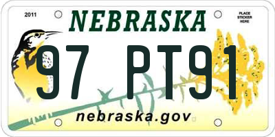 NE license plate 97PT91