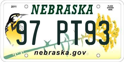 NE license plate 97PT93