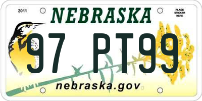NE license plate 97PT99