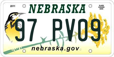 NE license plate 97PV09