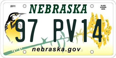 NE license plate 97PV14