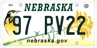 NE license plate 97PV22