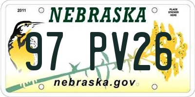 NE license plate 97PV26