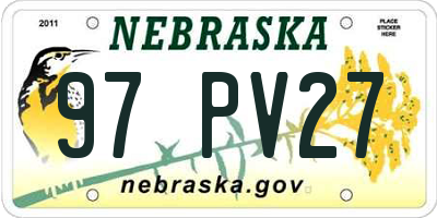 NE license plate 97PV27