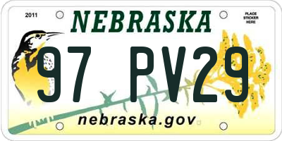 NE license plate 97PV29