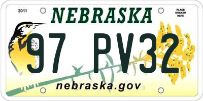 NE license plate 97PV32
