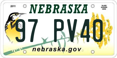 NE license plate 97PV40