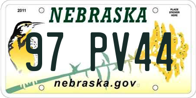NE license plate 97PV44