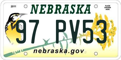 NE license plate 97PV53