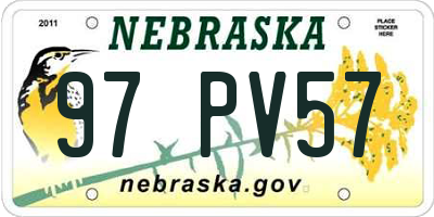 NE license plate 97PV57