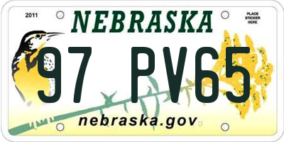 NE license plate 97PV65