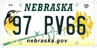 NE license plate 97PV66