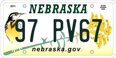 NE license plate 97PV67