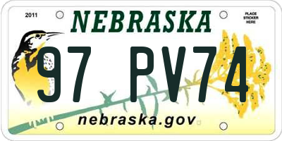 NE license plate 97PV74