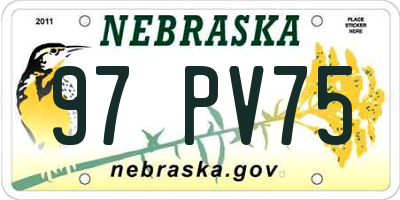 NE license plate 97PV75