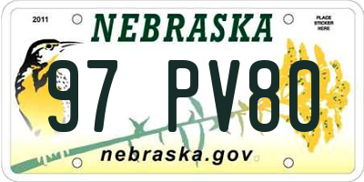 NE license plate 97PV80